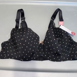 38C black polka dot balconette bra NWT Lane Bryant underwire convertible bra